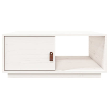 Tavolino da Salotto Bianco 80x50x35,5 cm Legno Massello di Pino | homemem39