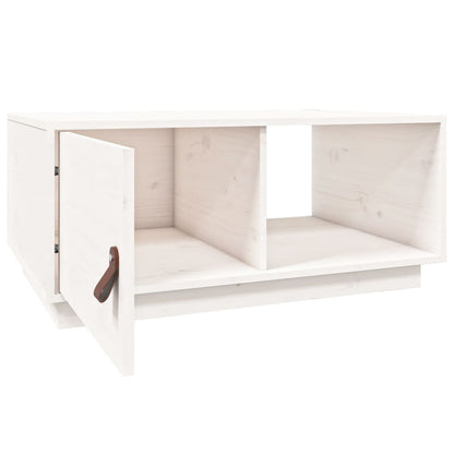 Tavolino da Salotto Bianco 80x50x35,5 cm Legno Massello di Pino | homemem39