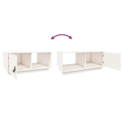 Tavolino da Salotto Bianco 80x50x35,5 cm Legno Massello di Pino | homemem39