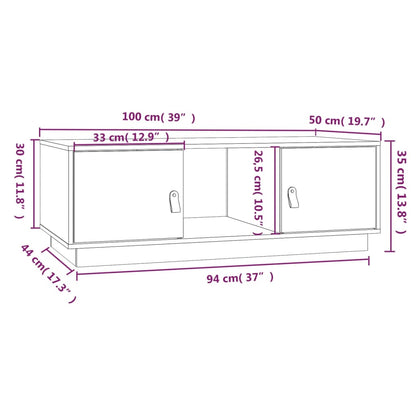 Tavolino da Salotto 100x50x35 cm in Legno Massello di Pino | homemem39