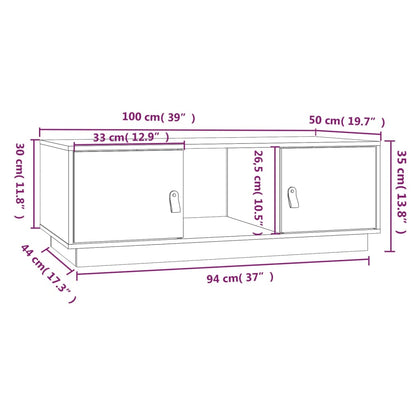 Tavolino da Salotto Bianco 100x50x35 cm Legno Massello di Pino | homemem39
