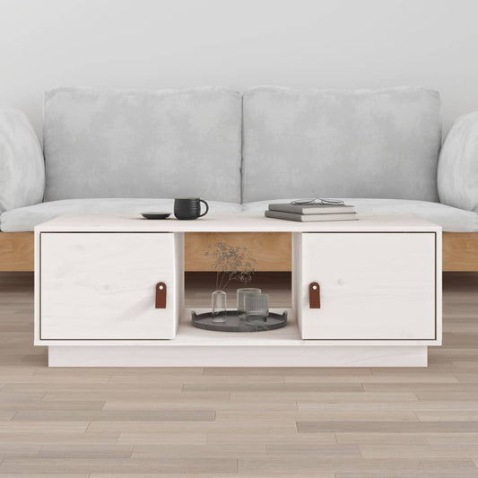 Tavolino da Salotto Bianco 100x50x35 cm Legno Massello di Pino | homemem39