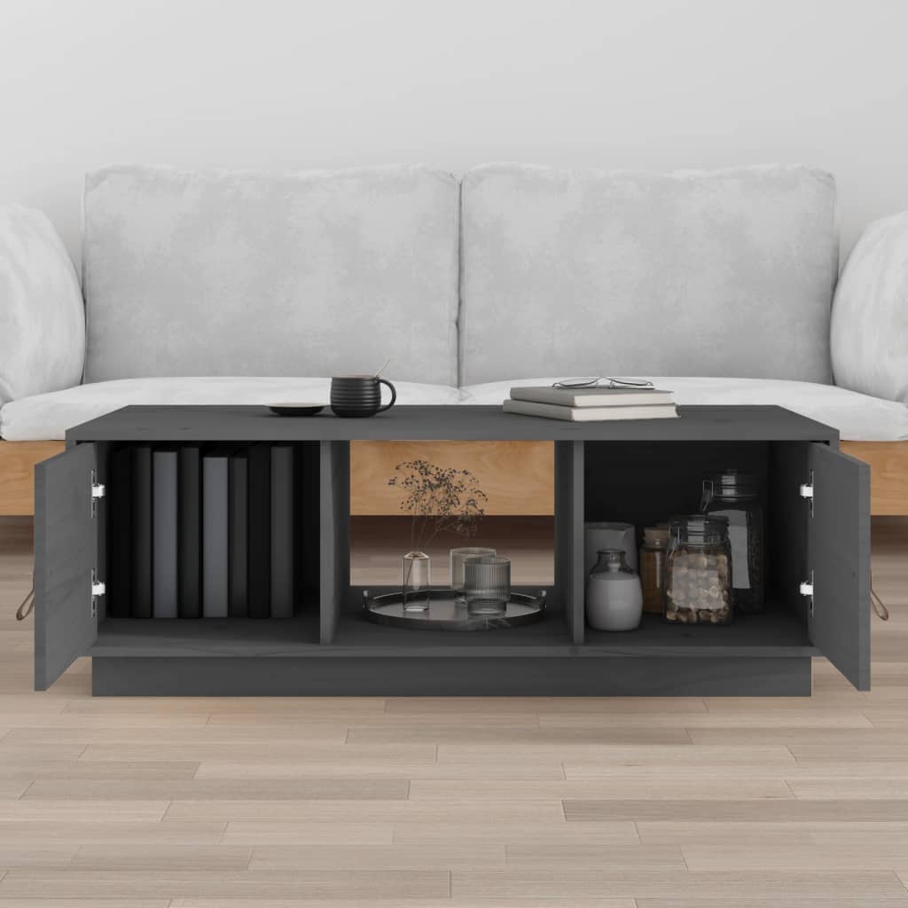 Tavolino da Salotto Grigio 100x50x35 cm Legno Massello di Pino | homemem39