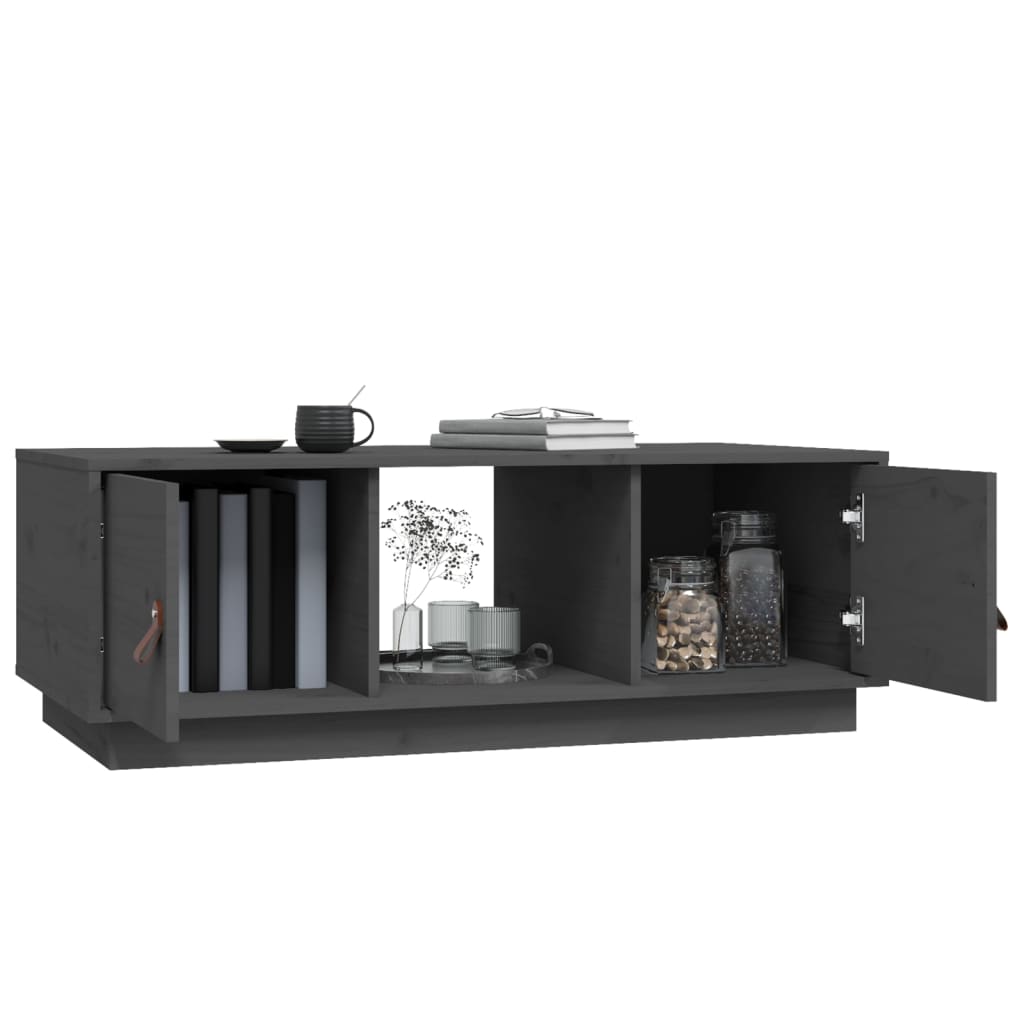 Tavolino da Salotto Grigio 100x50x35 cm Legno Massello di Pino | homemem39