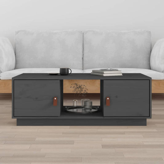 Tavolino da Salotto Grigio 100x50x35 cm Legno Massello di Pino | homemem39