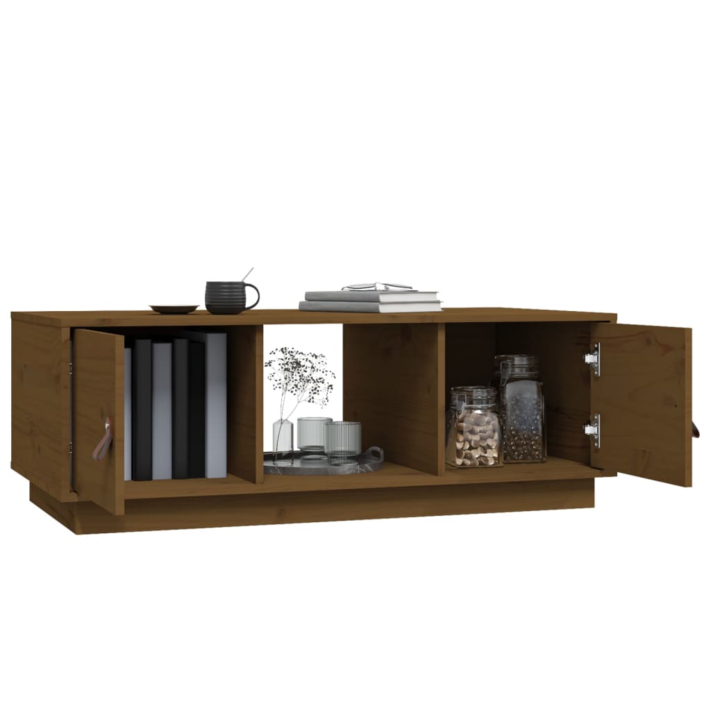 Tavolino da Salotto ambra 100x50x35 cm Legno Massello di Pino | homemem39