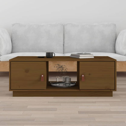 Tavolino da Salotto ambra 100x50x35 cm Legno Massello di Pino | homemem39