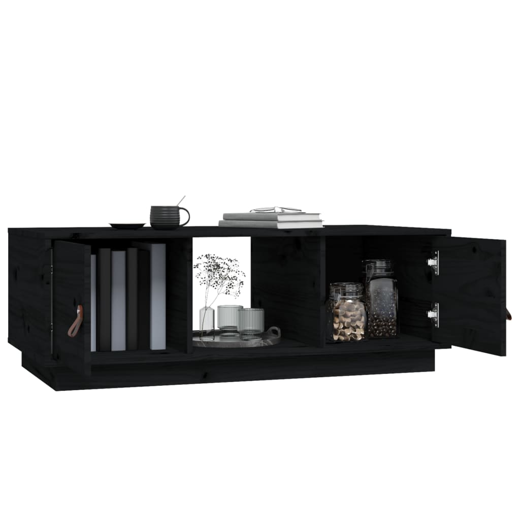 Tavolino da Salotto Nero 100x50x35 cm Legno Massello di Pino | homemem39