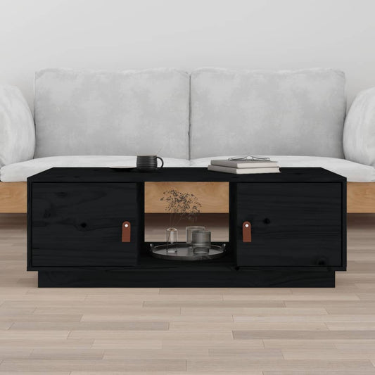 Tavolino da Salotto Nero 100x50x35 cm Legno Massello di Pino | homemem39