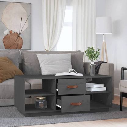 Tavolino da Salotto Grigio 100x50x41 cm Legno Massello di Pino | homemem39