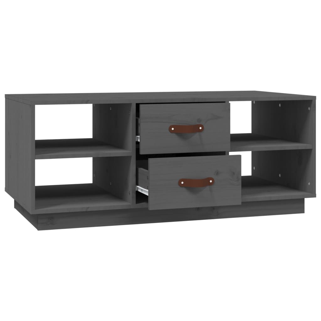 Tavolino da Salotto Grigio 100x50x41 cm Legno Massello di Pino | homemem39