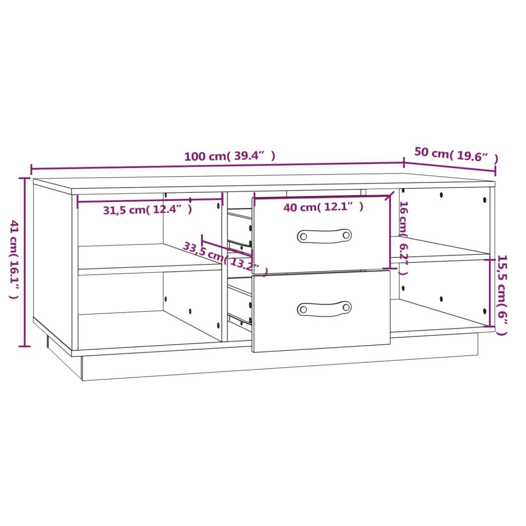Tavolino da Salotto Grigio 100x50x41 cm Legno Massello di Pino | homemem39