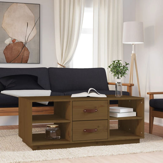 Tavolino da Salotto ambra 100x50x41cm in Legno Massello di Pino | homemem39