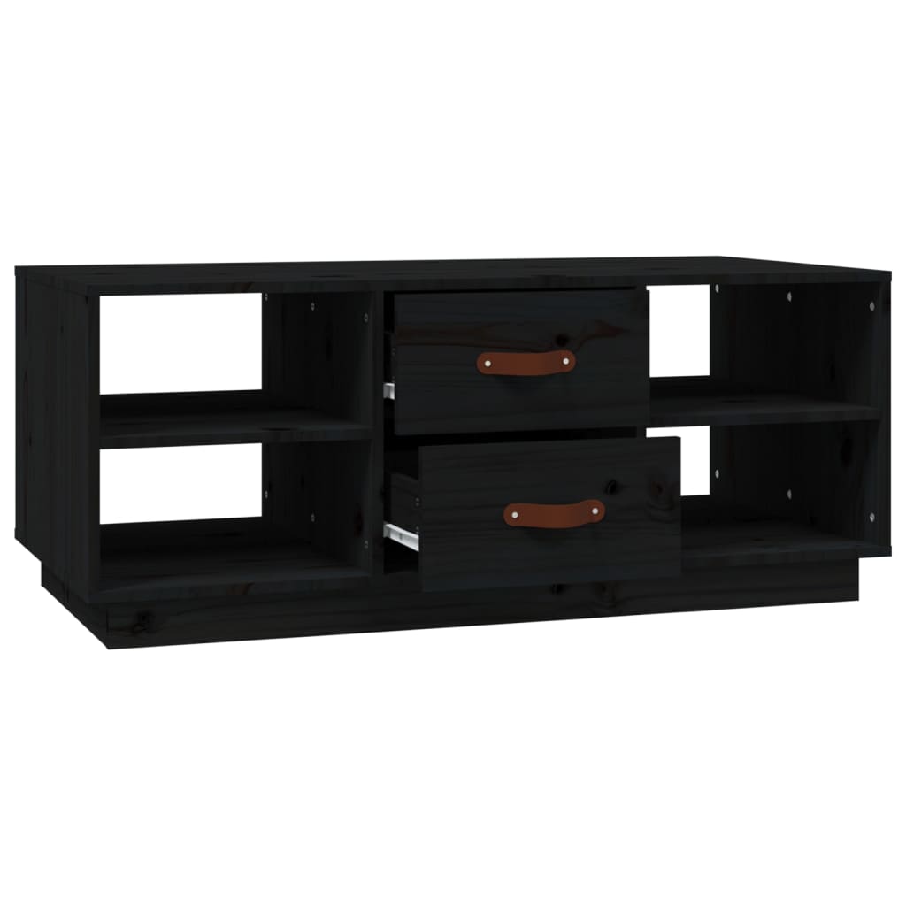 Tavolino da Salotto Nero 100x50x41 cm in Legno Massello di Pino | homemem39