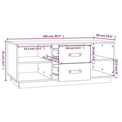 Tavolino da Salotto Nero 100x50x41 cm in Legno Massello di Pino | homemem39