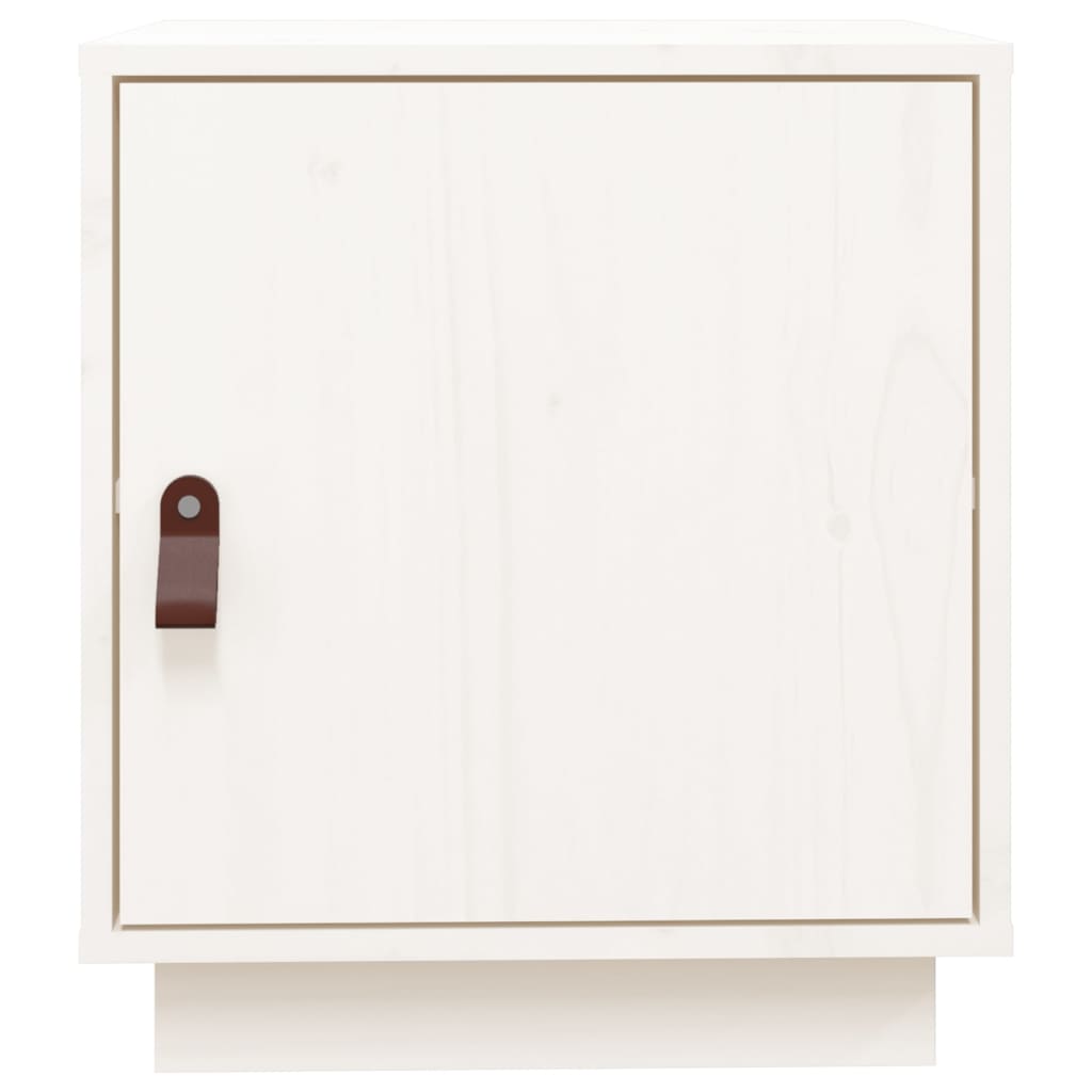 Comodino Bianco 40x34x45 cm in Legno Massello di Pino - homemem39