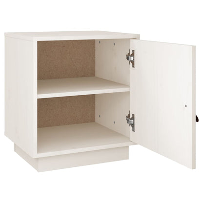 Comodino Bianco 40x34x45 cm in Legno Massello di Pino - homemem39