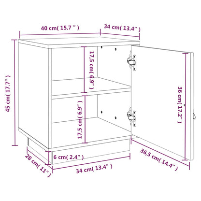 Comodino Bianco 40x34x45 cm in Legno Massello di Pino - homemem39