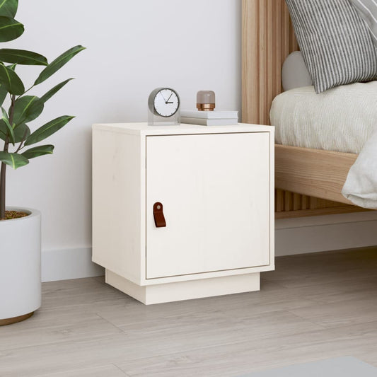 Comodino Bianco 40x34x45 cm in Legno Massello di Pino - homemem39