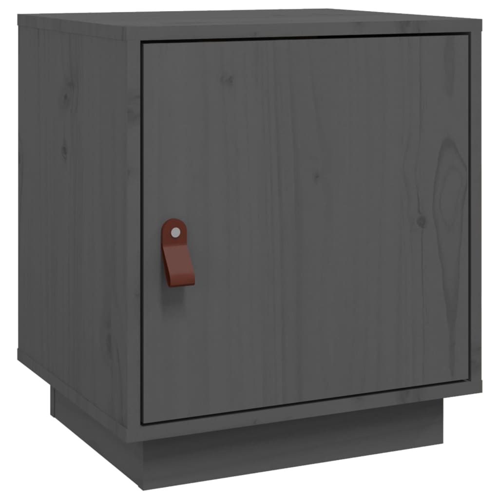 Comodino Grigio 40x34x45 cm in Legno Massello di Pino - homemem39