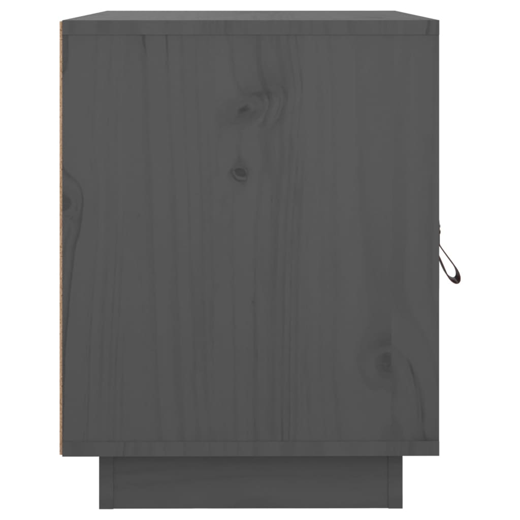Comodino Grigio 40x34x45 cm in Legno Massello di Pino - homemem39