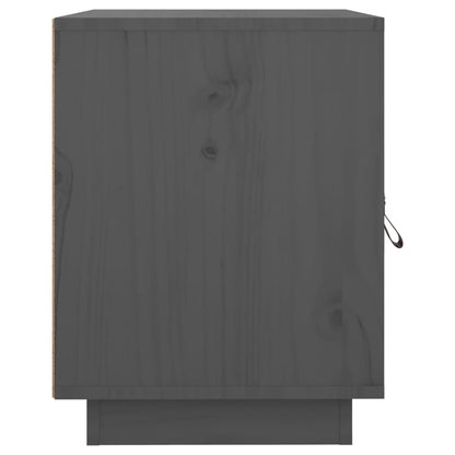 Comodino Grigio 40x34x45 cm in Legno Massello di Pino - homemem39