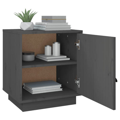 Comodini Grigi 2 pz 40x34x45 cm in Legno Massello di Pino - homemem39
