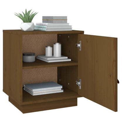 Comodino Marrone Ambrato 40x34x45 cm in Legno Massello di Pino - homemem39