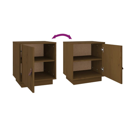 Comodino Marrone Ambrato 40x34x45 cm in Legno Massello di Pino - homemem39