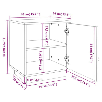 Comodino Marrone Ambrato 40x34x45 cm in Legno Massello di Pino - homemem39