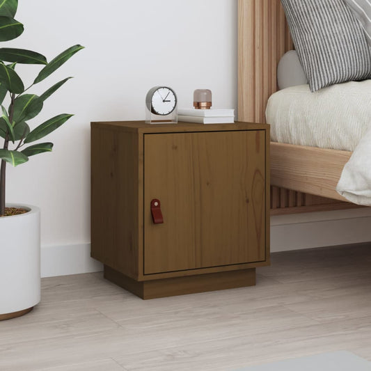 Comodino Marrone Ambrato 40x34x45 cm in Legno Massello di Pino - homemem39