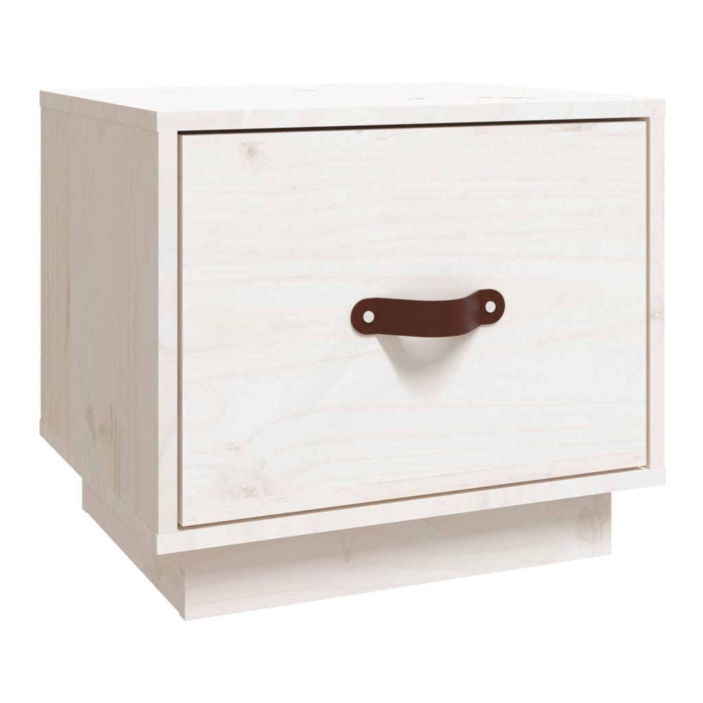 Comodino Bianco 40x34x35 cm in Legno Massello di Pino - homemem39