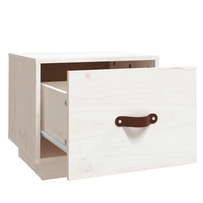 Comodino Bianco 40x34x35 cm in Legno Massello di Pino - homemem39