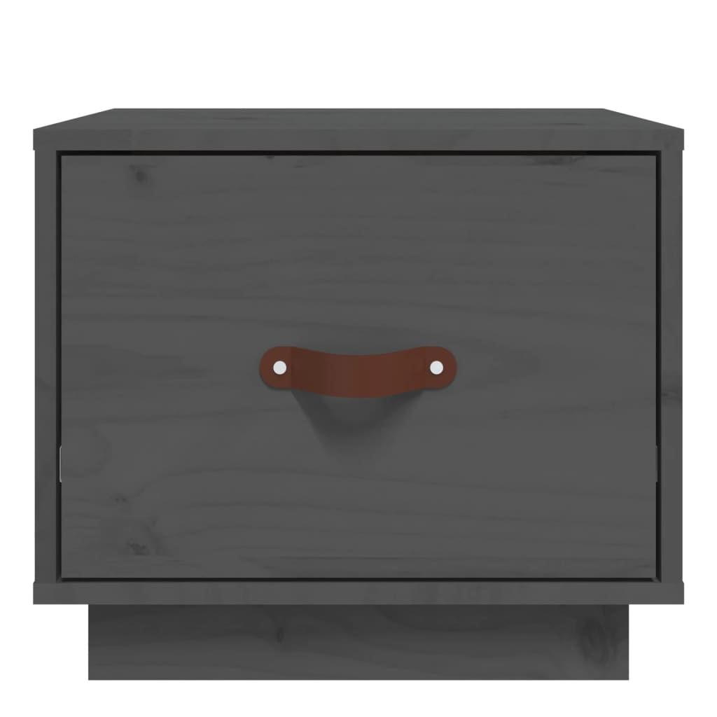 Comodino Grigio 40x34x35 cm in Legno Massello di Pino - homemem39