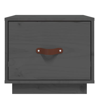 Comodino Grigio 40x34x35 cm in Legno Massello di Pino - homemem39