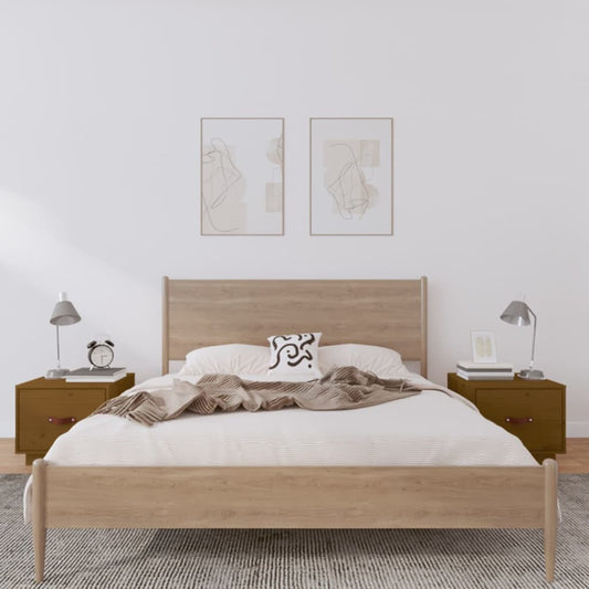 Comodini 2 pz ambra 40x34x35 cm in Legno Massello di Pino - homemem39