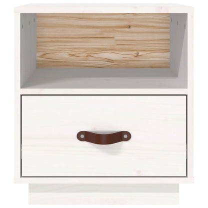 Comodino Bianco 40x34x45 cm in Legno Massello di Pino - homemem39