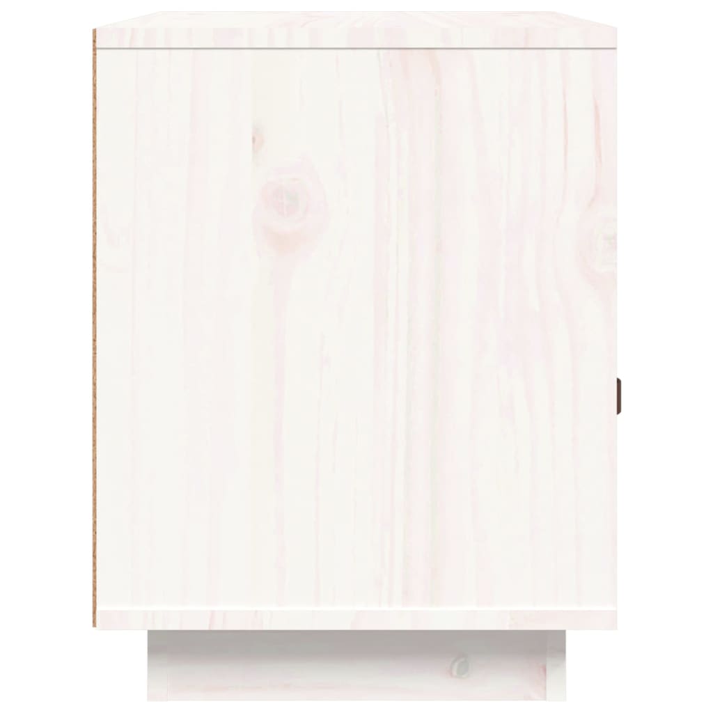 Comodino Bianco 40x34x45 cm in Legno Massello di Pino - homemem39