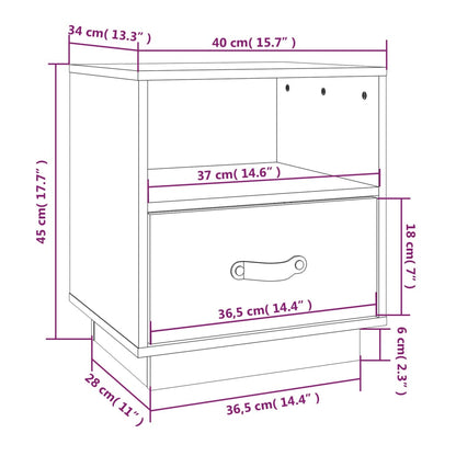 Comodino Bianco 40x34x45 cm in Legno Massello di Pino - homemem39