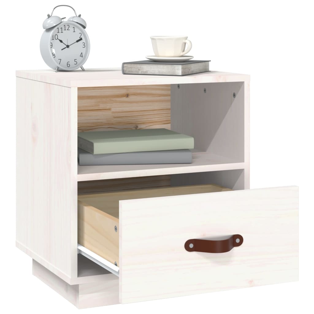 Comodini Bianco 2 pz 40x34x45 cm in Legno Massello di Pino - homemem39