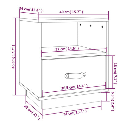 Comodini Bianco 2 pz 40x34x45 cm in Legno Massello di Pino - homemem39
