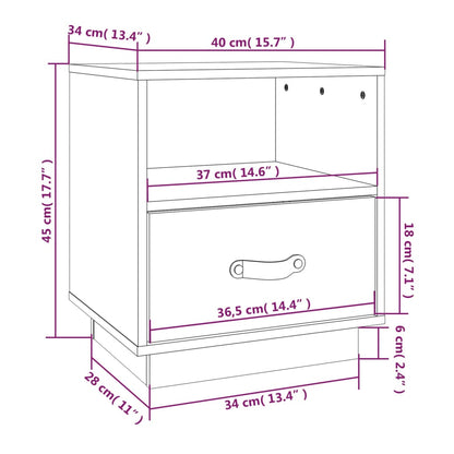 Comodini 2 pz ambra 40x34x45 cm in Legno Massello di Pino - homemem39