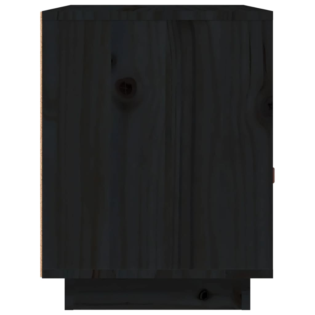 Comodino Nero 40x34x45 cm in Legno Massello di Pino - homemem39