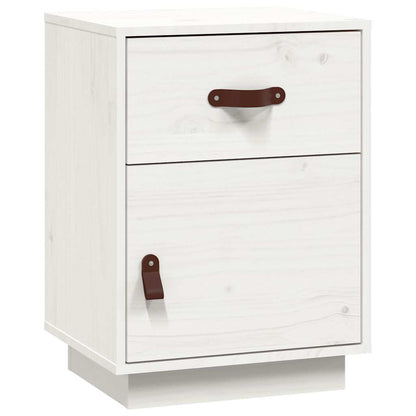 Comodino Bianco 40x34x55 cm in Legno Massello di Pino - homemem39