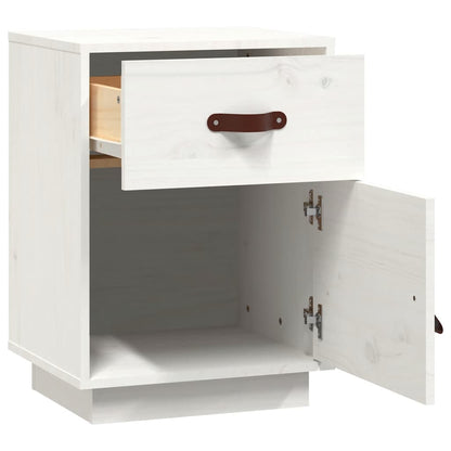 Comodino Bianco 40x34x55 cm in Legno Massello di Pino - homemem39