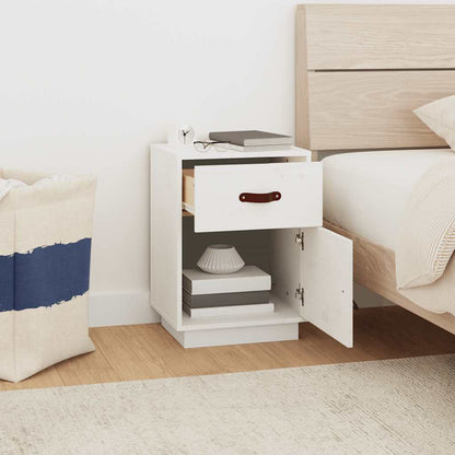 Comodini Bianchi 2 pz 40x34x55 cm in Legno Massello di Pino - homemem39