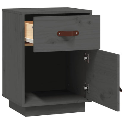 Comodini Grigi 2 pz 40x34x55 cm in Legno Massello di Pino - homemem39