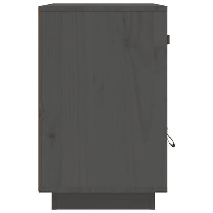 Comodini Grigi 2 pz 40x34x55 cm in Legno Massello di Pino - homemem39