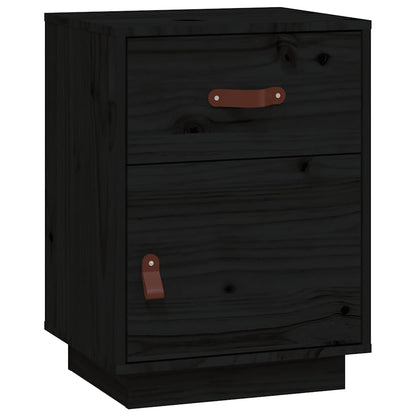 Comodini Neri 2 pz 40x34x55 cm in Legno Massello di Pino - homemem39
