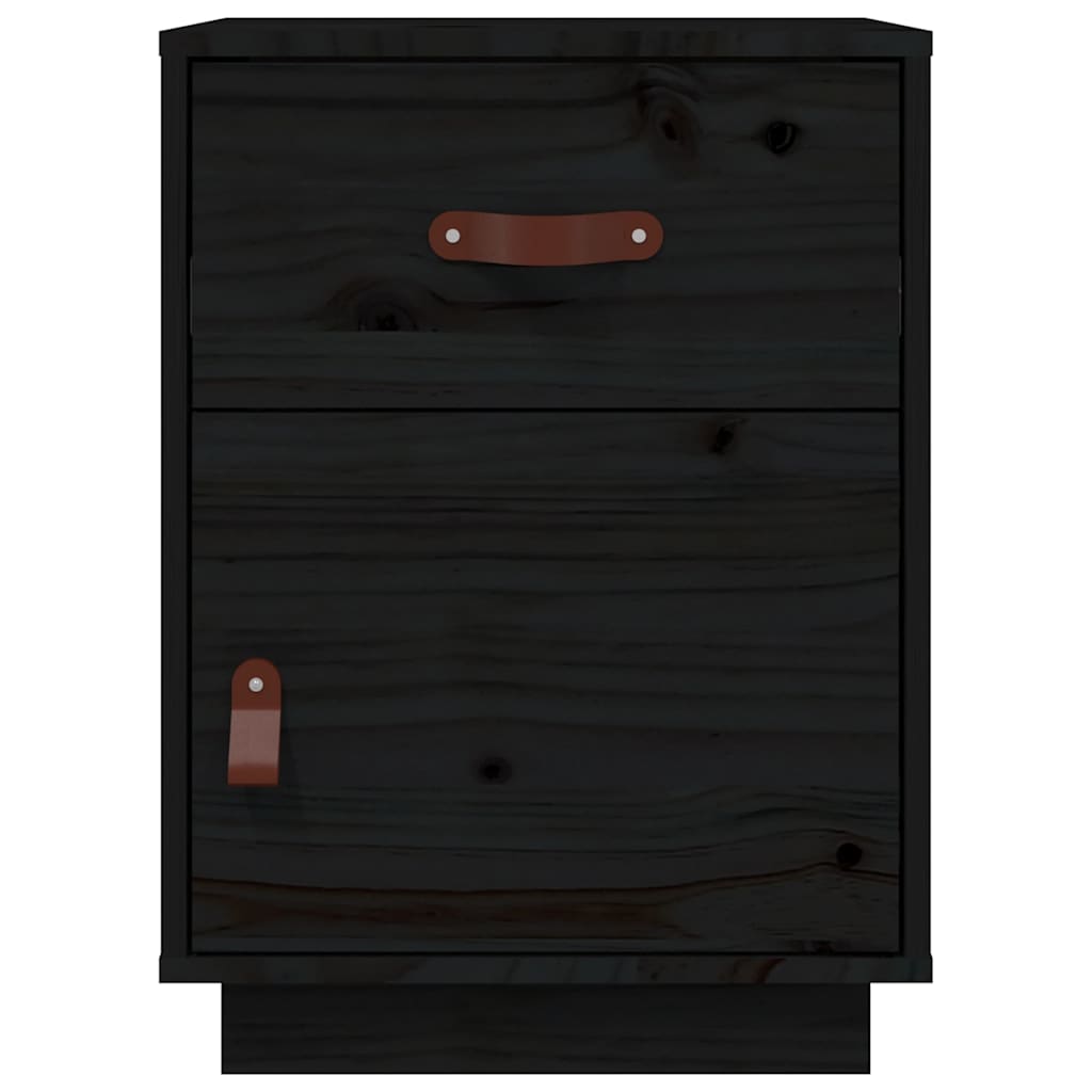 Comodini Neri 2 pz 40x34x55 cm in Legno Massello di Pino - homemem39